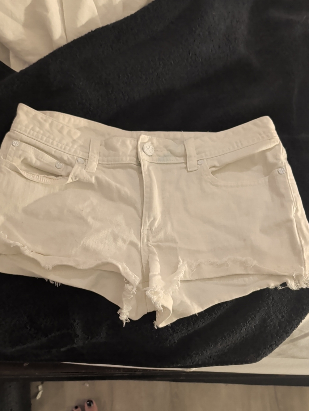 Tory Burch Cream White  Distressed Denim Shorts